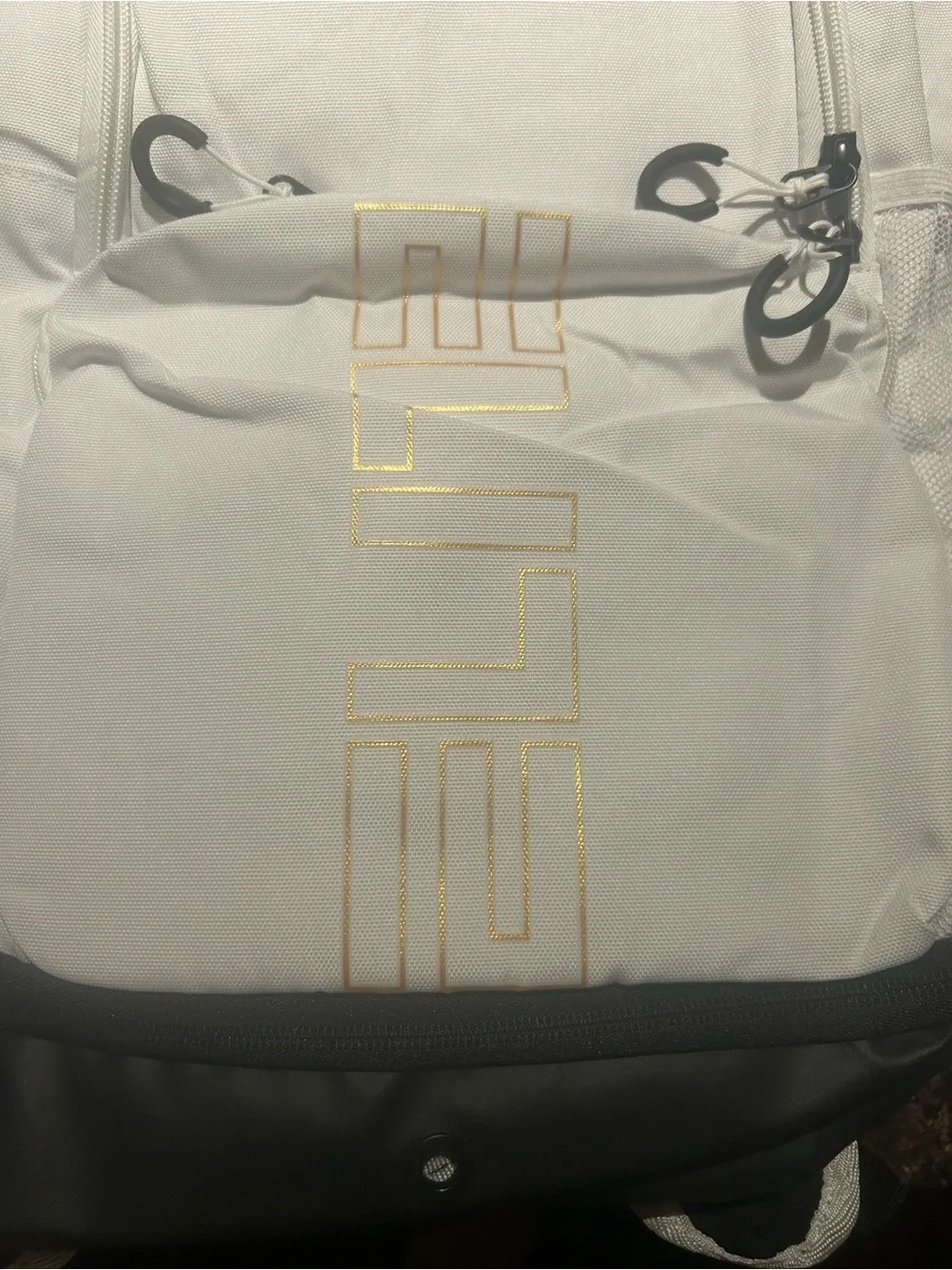 Nike White and Gold Sports Backpack